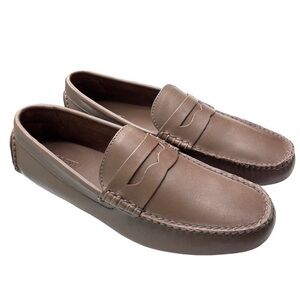 J. Crew Mens Leather Driving Loafers Slip On Moccasins Brown Shoe Size 10.5 NEW